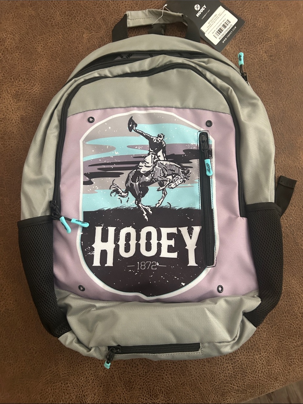Hooey Gray and Lavender Backpack with Teal Accents